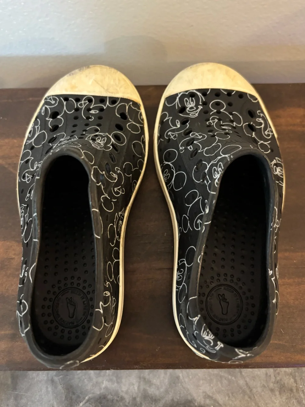 Native | Disney Black Mickey Pattern Slip-On Water Shoes Size C9